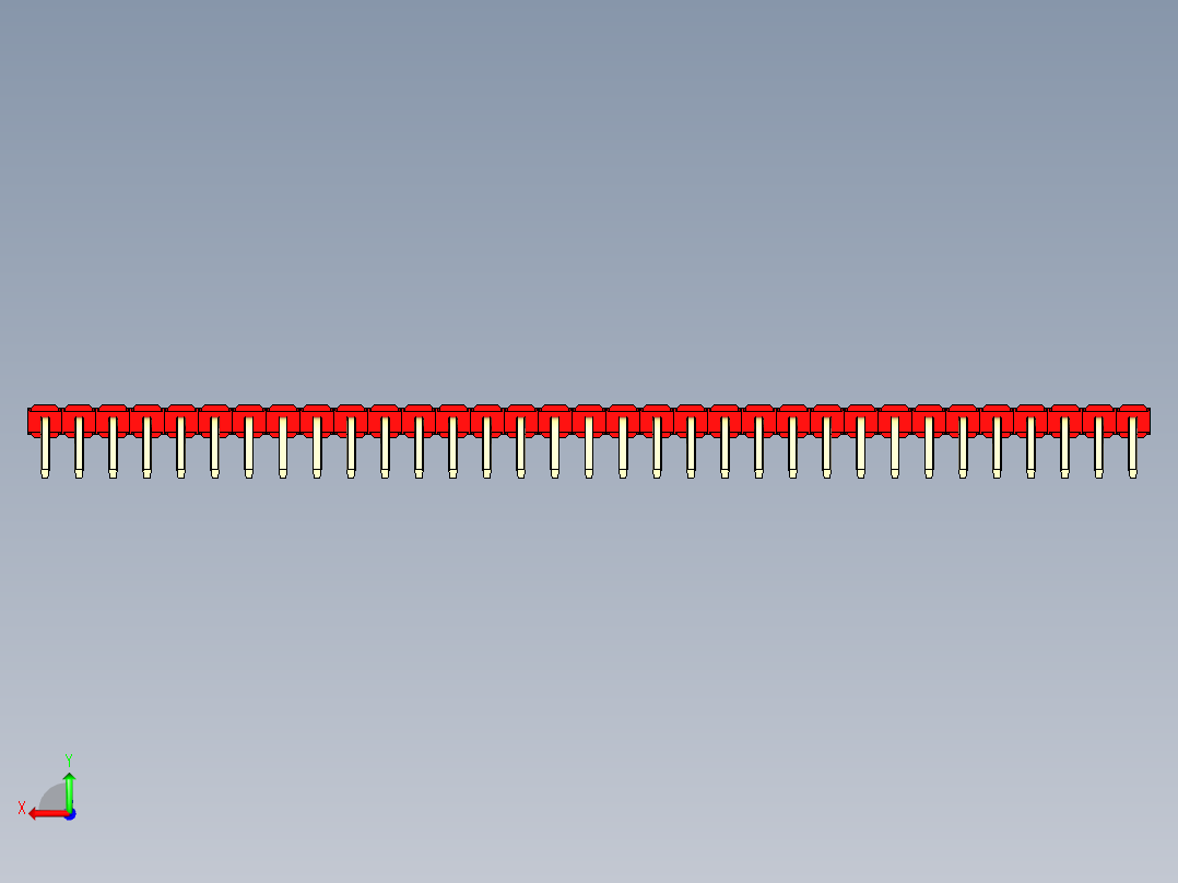 彩色公排针 100mil 2.54mm 系列-DS1022_red_1x33p_100mil_TypeD_rev1.0后视图