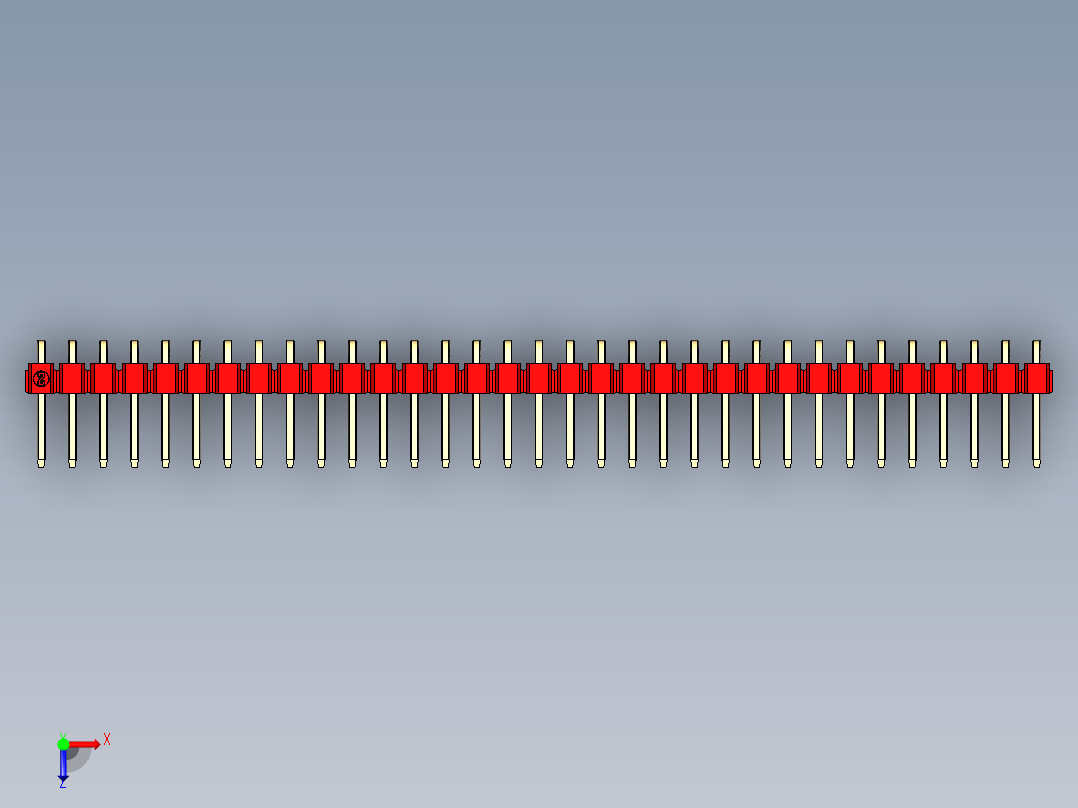 彩色公排针 100mil 2.54mm 系列-DS1022_red_1x33p_100mil_TypeD_rev1.0俯视图
