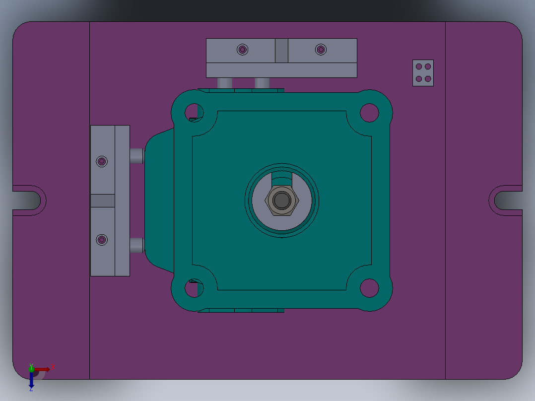 1G107--A型齿轮油泵泵体安装板底面铣夹具设计（气动夹具+三维）俯视图