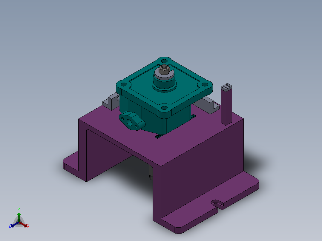 1G107--A型齿轮油泵泵体安装板底面铣夹具设计（气动夹具+三维）正等轴测图