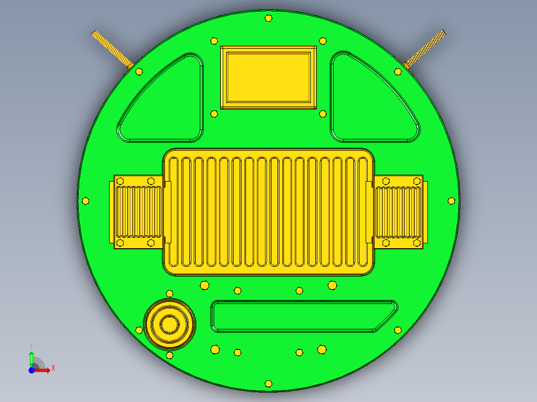 圆形扫地机器人三维UG模型前视图