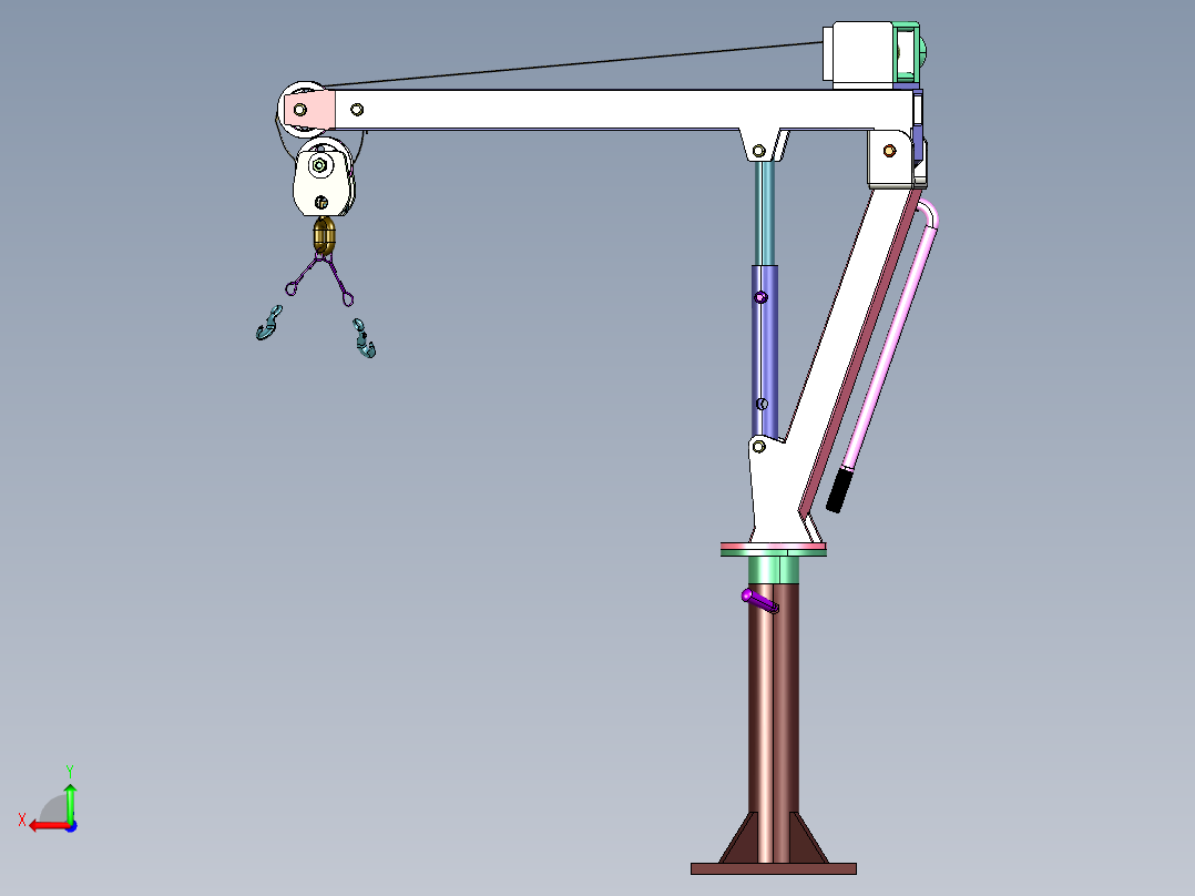 皮卡便携式伸缩臂吊臂起重机后视图