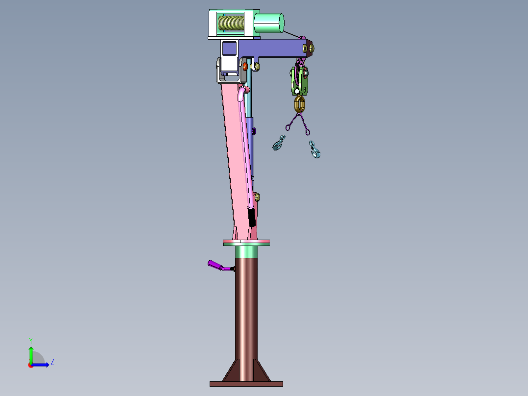 皮卡便携式伸缩臂吊臂起重机左视图