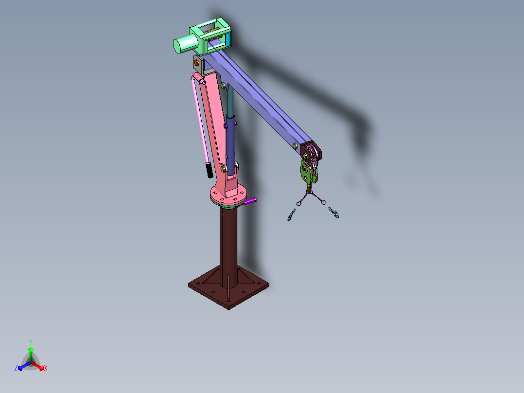 皮卡便携式伸缩臂吊臂起重机正等轴测图