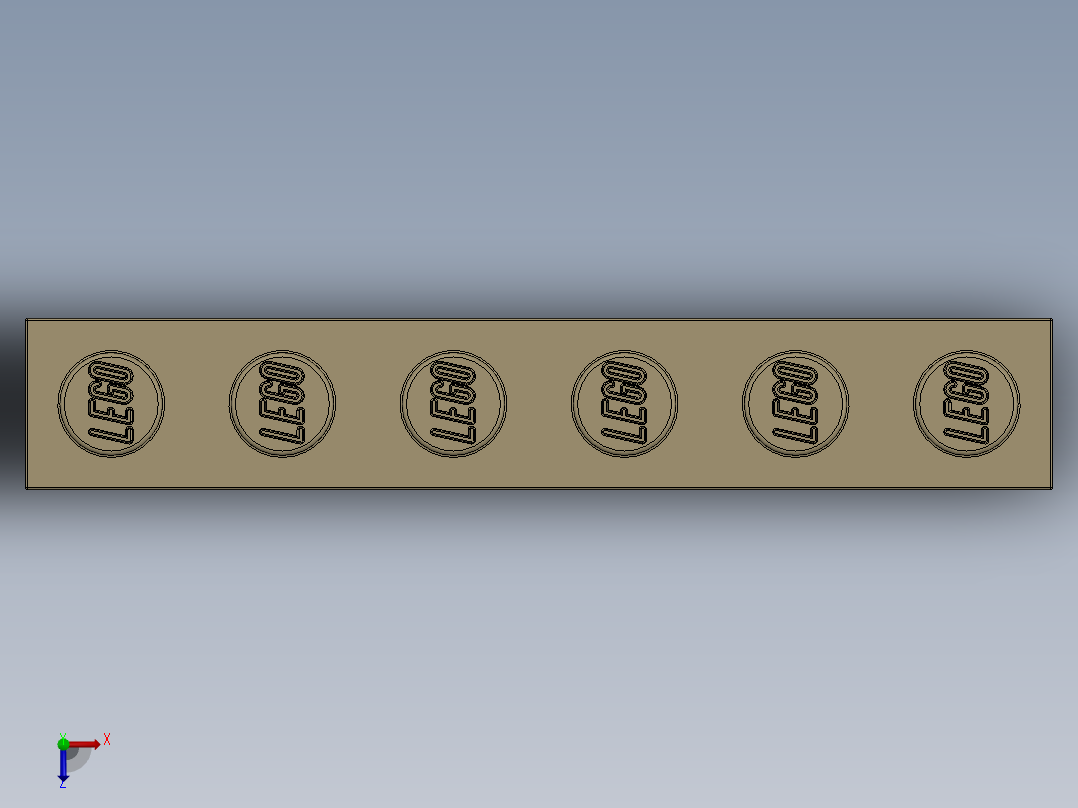 乐高套装 4421基本积木-4112982 - 3009 Brick Yellow - Tan Brick 1 x 6.SLDPRT俯视图