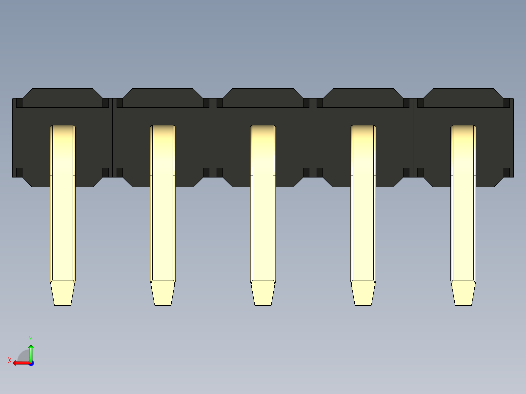 彩色公排针 100mil 2.54mm 系列-DS1022_black_1x05p_100mil_TypeD_rev1.0后视图