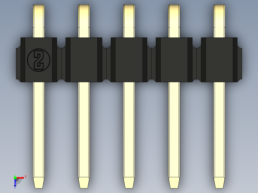 彩色公排针 100mil 2.54mm 系列-DS1022_black_1x05p_100mil_TypeD_rev1.0俯视图