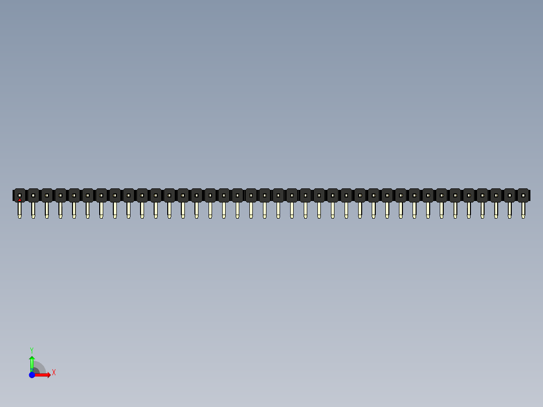 彩色公排针 100mil 2.54mm 系列-DS1022_black_1x38p_100mil_TypeD_rev1.0前视图