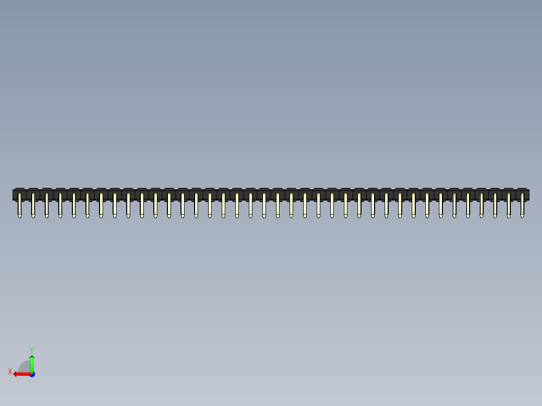 彩色公排针 100mil 2.54mm 系列-DS1022_black_1x38p_100mil_TypeD_rev1.0后视图