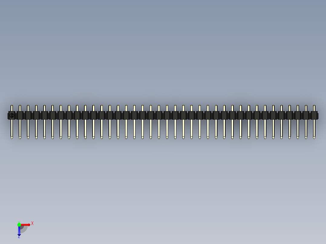 彩色公排针 100mil 2.54mm 系列-DS1022_black_1x38p_100mil_TypeD_rev1.0俯视图