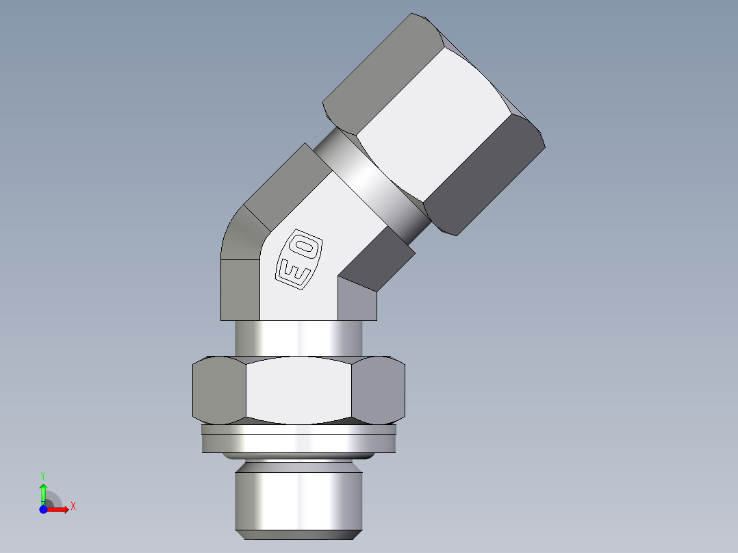 卡套式工业通用硬管接头EO_Adjustable_locknut_45_deg_elbow_VEE08ZLRCF前视图