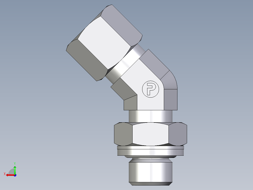 卡套式工业通用硬管接头EO_Adjustable_locknut_45_deg_elbow_VEE08ZLRCF后视图