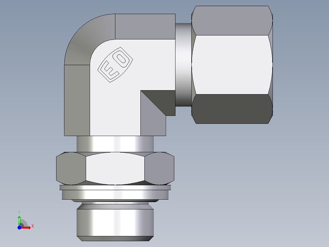 卡套式工业通用硬管接头EO_Adjustable_Locknut_elbow_WEE10SRCF前视图