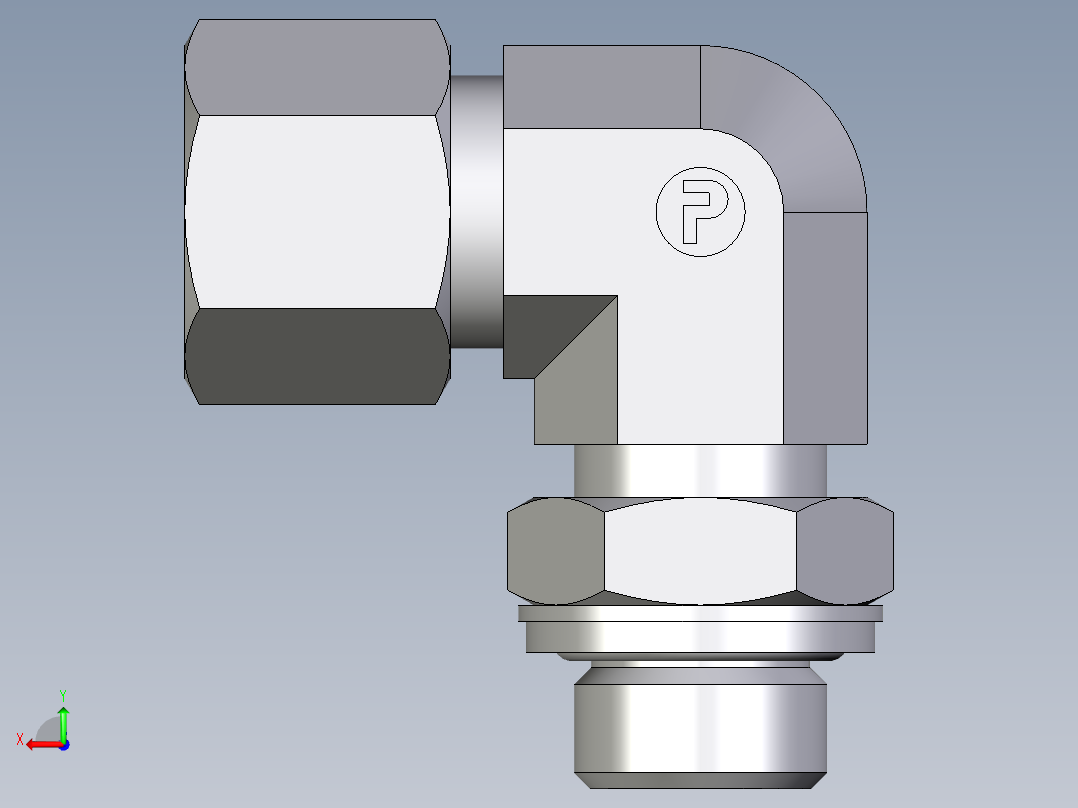 卡套式工业通用硬管接头EO_Adjustable_Locknut_elbow_WEE10SRCF后视图