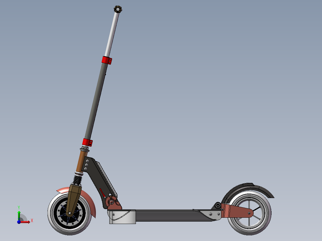 智能锂电滑板电动车前视图