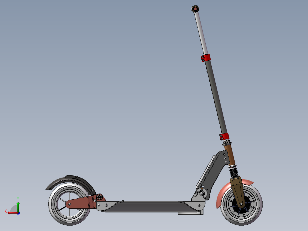 智能锂电滑板电动车后视图