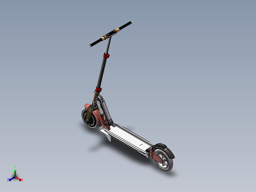 智能锂电滑板电动车正等轴测图