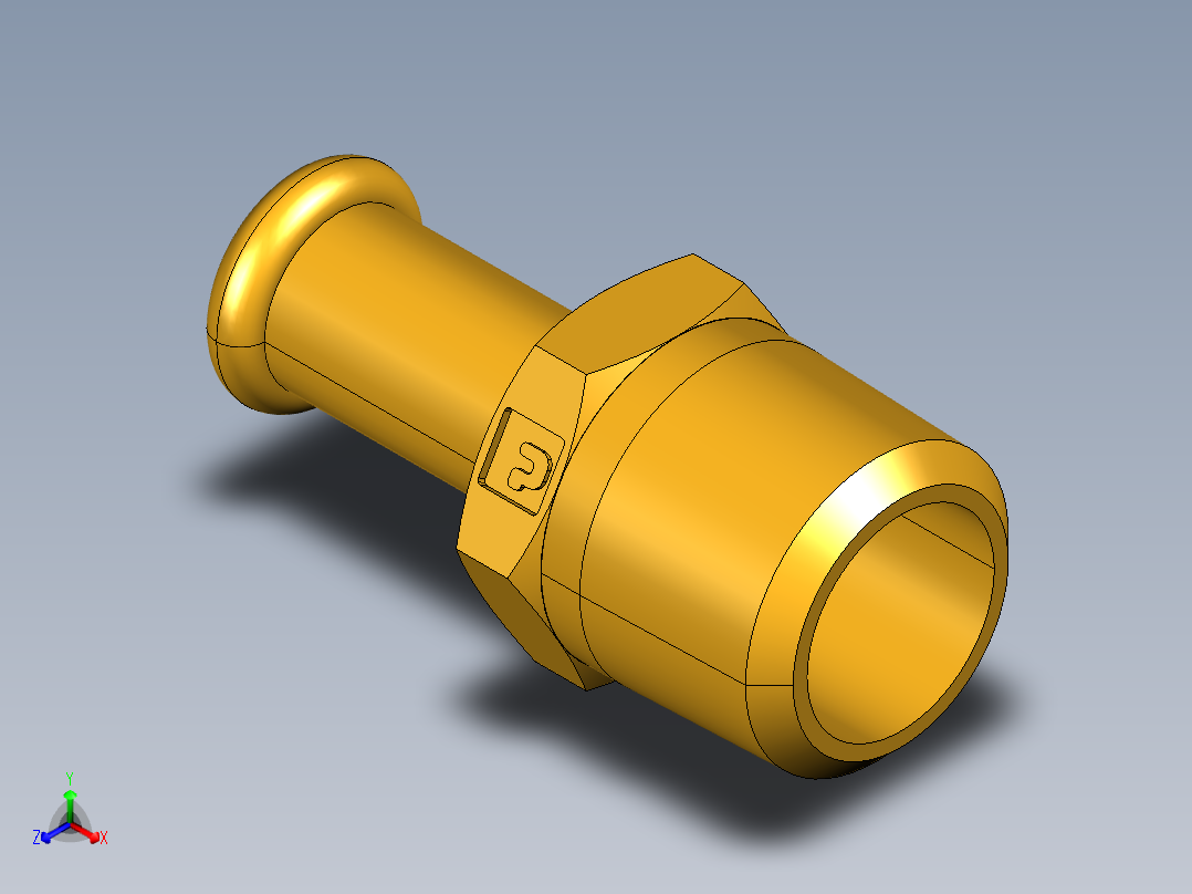 倒齿式工业管接头Beaded Hose Barb to male pipe 68HB-6-6正等轴测图