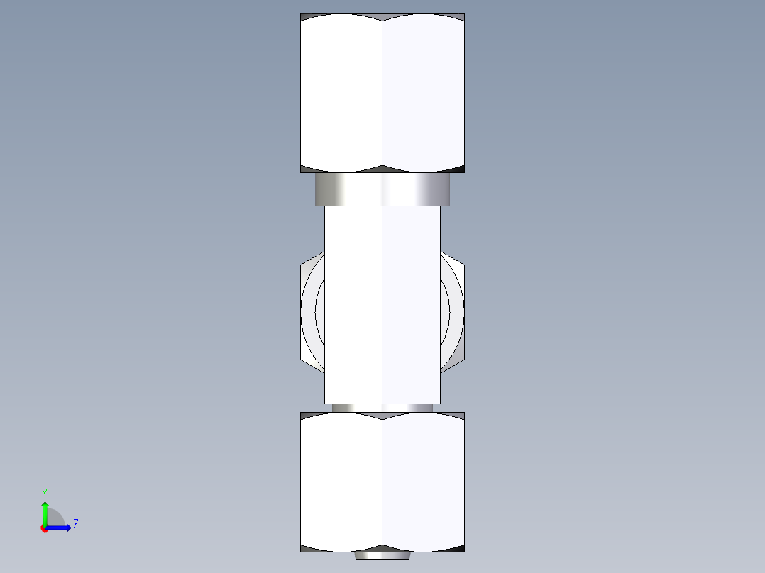 卡套式工业通用硬管接头EO_Swivel_nut_run_tee_EL06SCF左视图