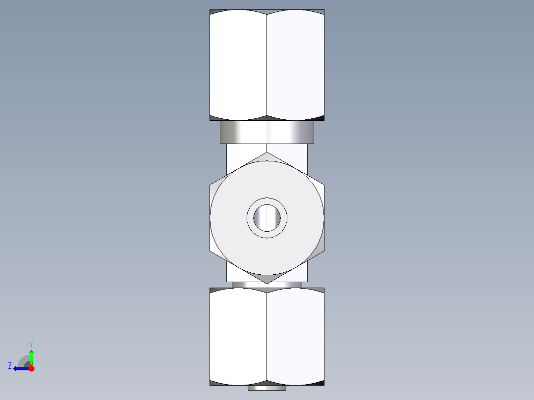 卡套式工业通用硬管接头EO_Swivel_nut_run_tee_EL06SCF右视图