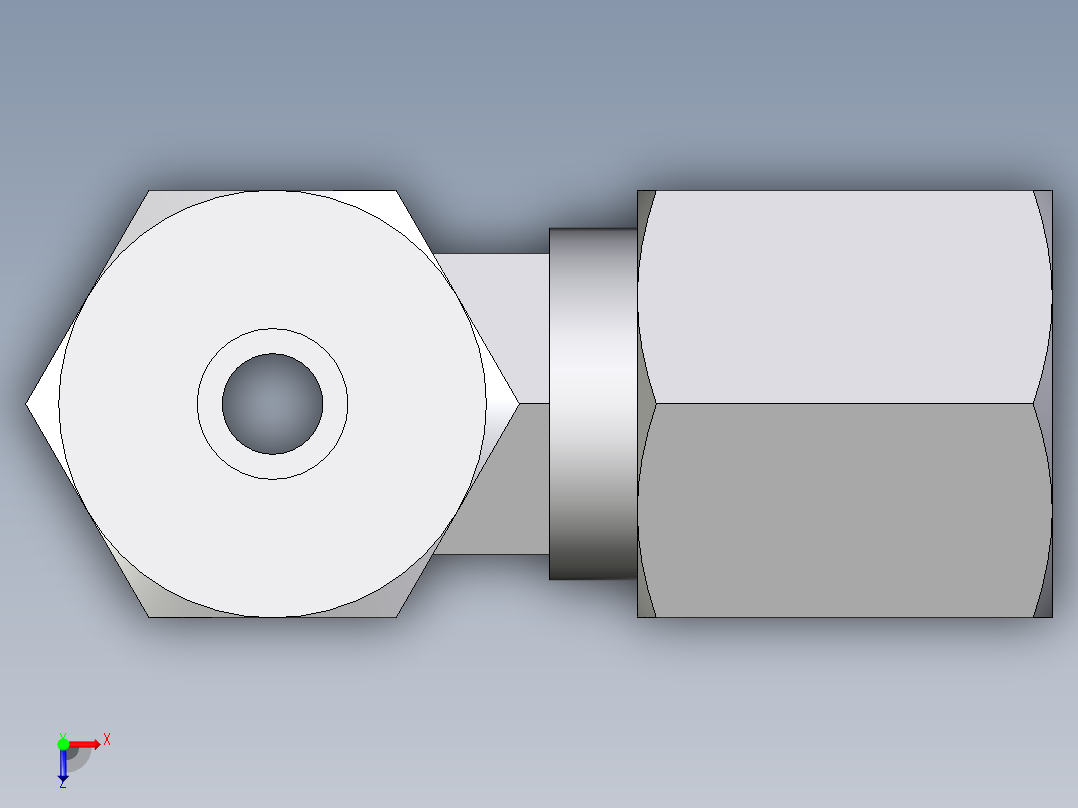 卡套式工业通用硬管接头EO_Swivel_nut_run_tee_EL06SCF俯视图