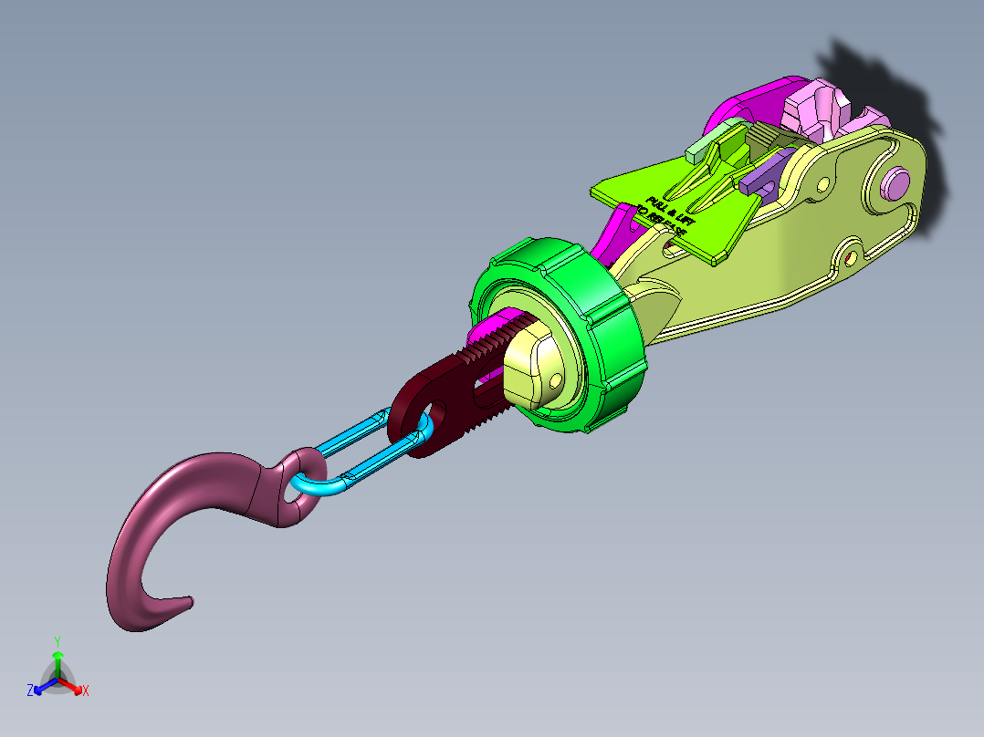集装箱海运紧固带收紧器紧绳器正等轴测图