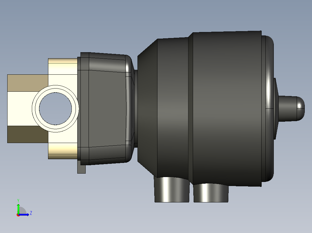 3DKDMCP DA 气动隔膜阀双作用，与男性的两端，公制系列PP-H左视图