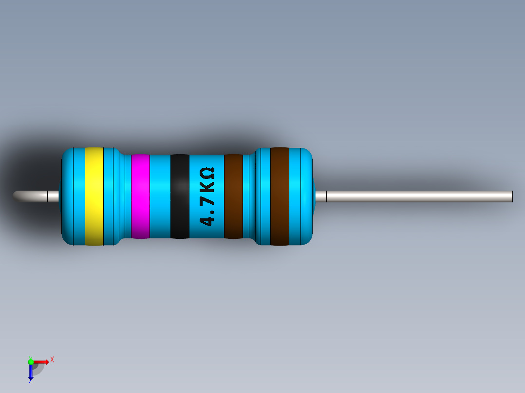 电容器 二极管 电阻器-Resistor Vertical 4.7K Ohm 1W俯视图