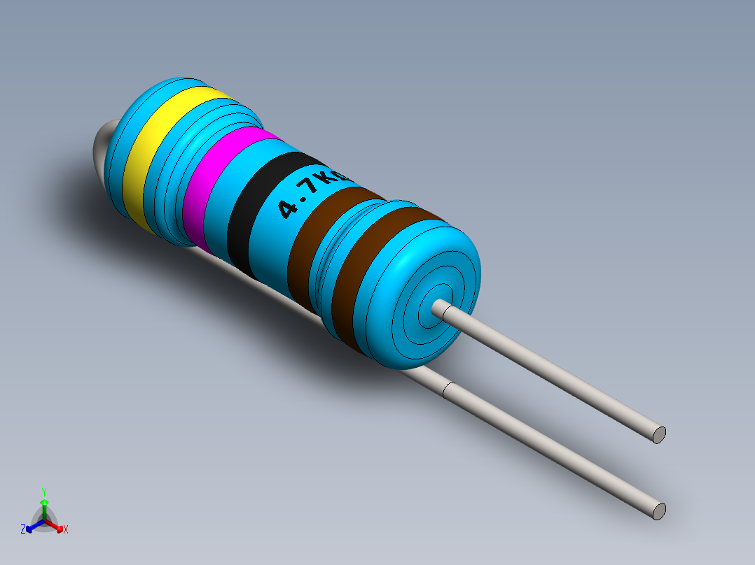 电容器 二极管 电阻器-Resistor Vertical 4.7K Ohm 1W正等轴测图