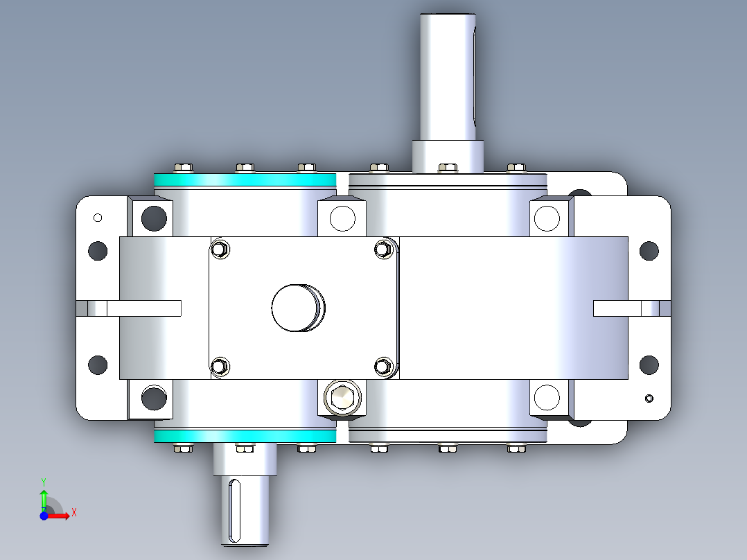 带正齿轮的齿轮箱前视图