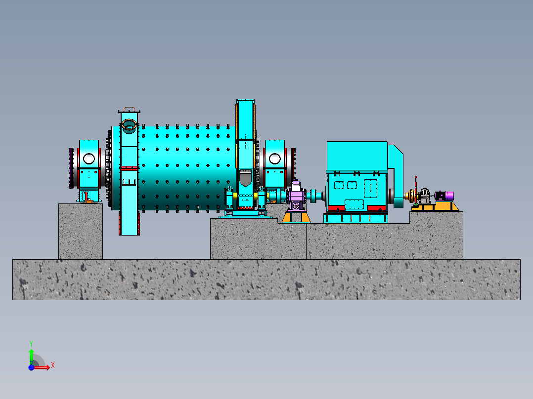 MBG2442棒磨机湿式球磨机sw18可编辑前视图