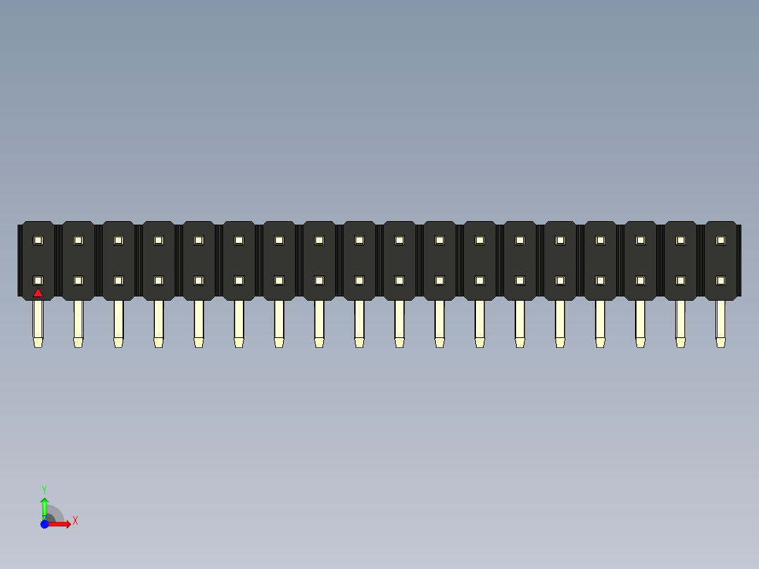 彩色公排针 100mil 2.54mm 系列-DS1022_black_2x18p_100mil_TypeD_rev1.0前视图