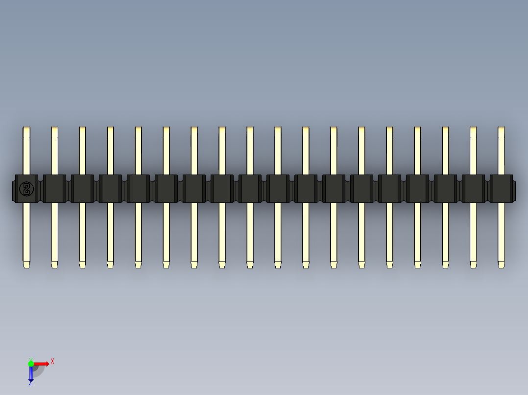 彩色公排针 100mil 2.54mm 系列-DS1022_black_2x18p_100mil_TypeD_rev1.0俯视图