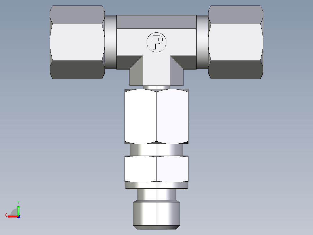 卡套式工业通用硬管接头EO_Assembled_adjustable_standpipe_branch_tee_EVT08SM71后视图