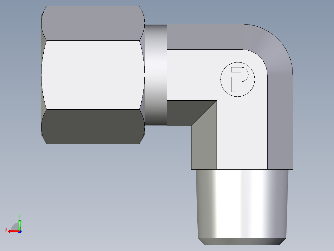 卡套式工业通用硬管接头EO_Male_stud_elbow_WE08SM71后视图