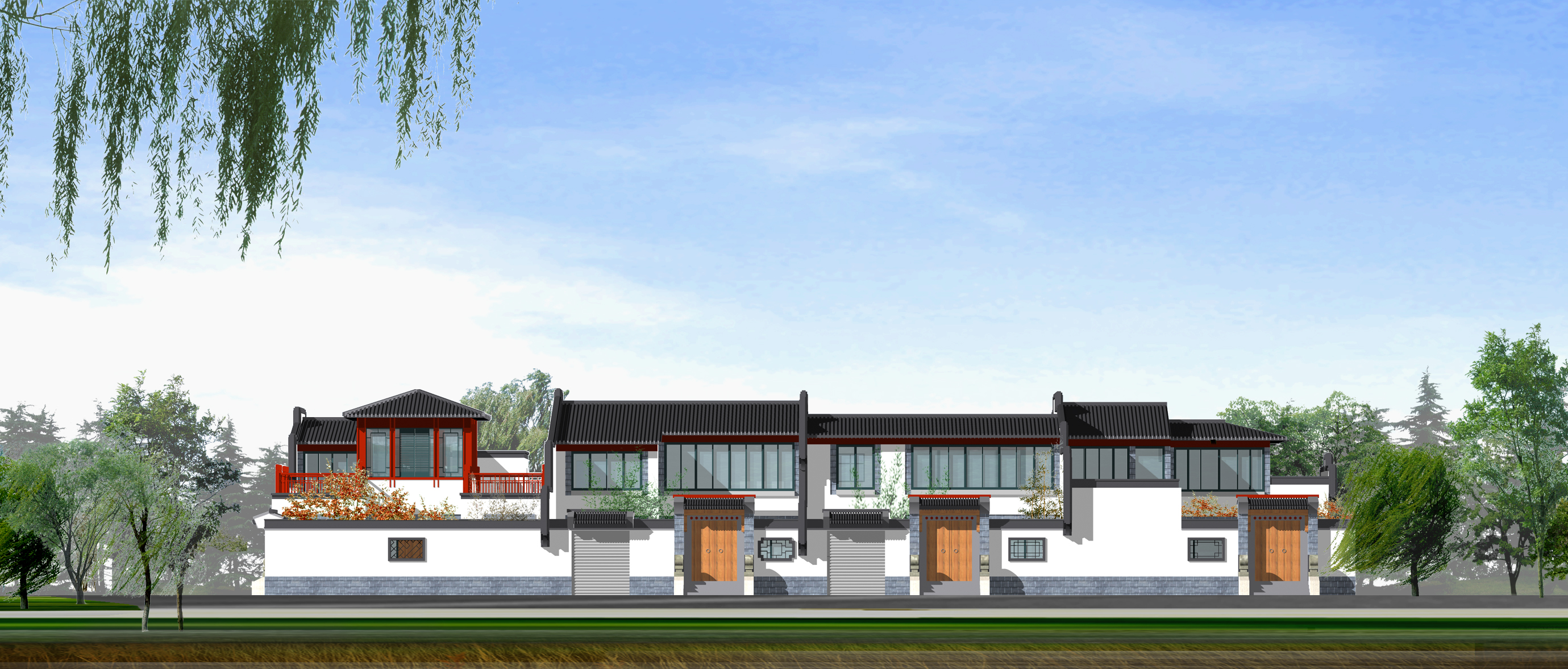 北方四合院建筑带效果图