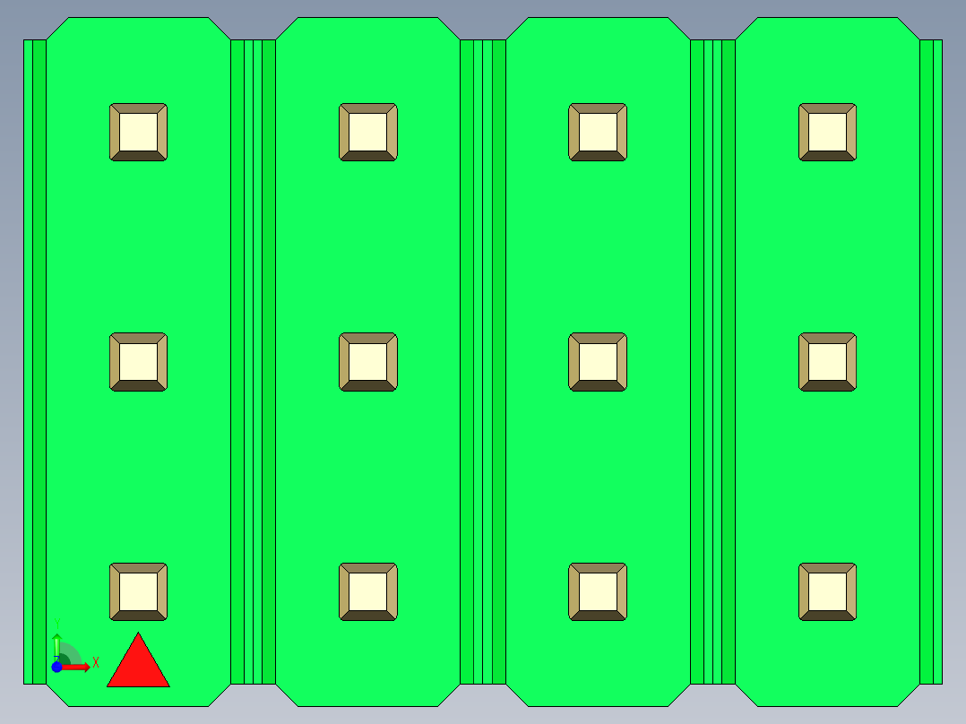彩色公头100mil（2.54mm）系列-DS1021_green_3x04p_100mil_Type43_rev1.0前视图
