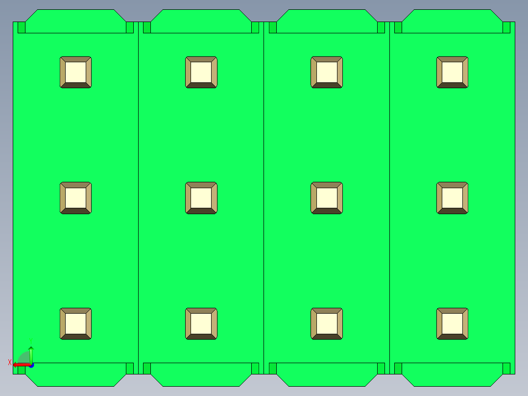 彩色公头100mil（2.54mm）系列-DS1021_green_3x04p_100mil_Type43_rev1.0后视图