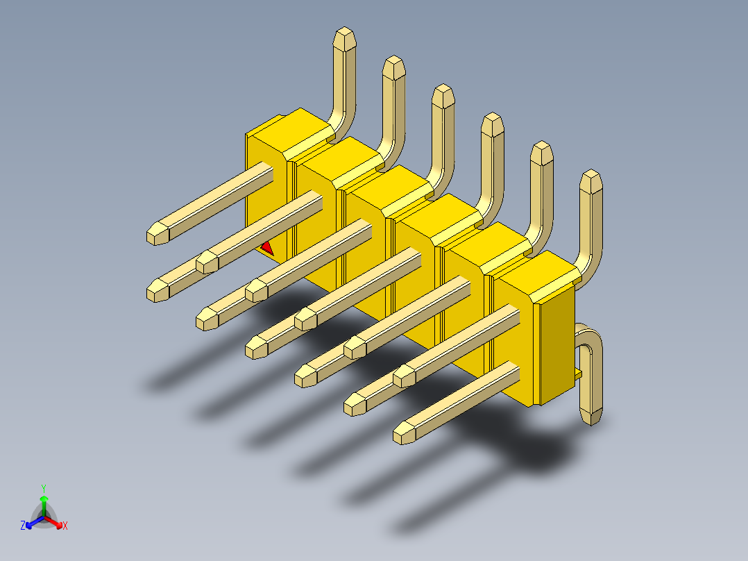 彩色公排针 100mil 2.54mm 系列-DS1022_yellow_12p_100mil_TypeSMT_rev1.0