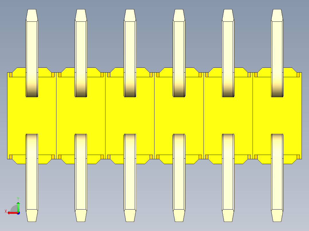彩色公排针 100mil 2.54mm 系列-DS1022_yellow_12p_100mil_TypeSMT_rev1.0后视图
