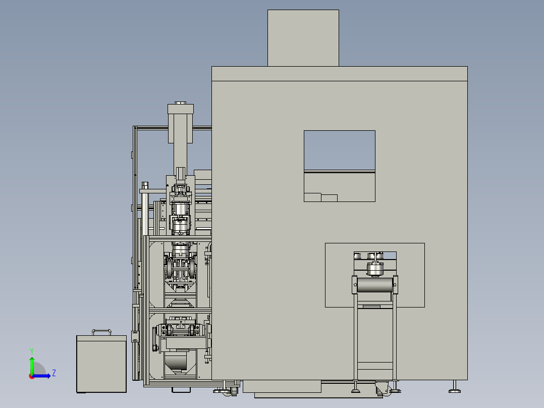 非标自动化组装生产线各种组件复杂总装配图左视图