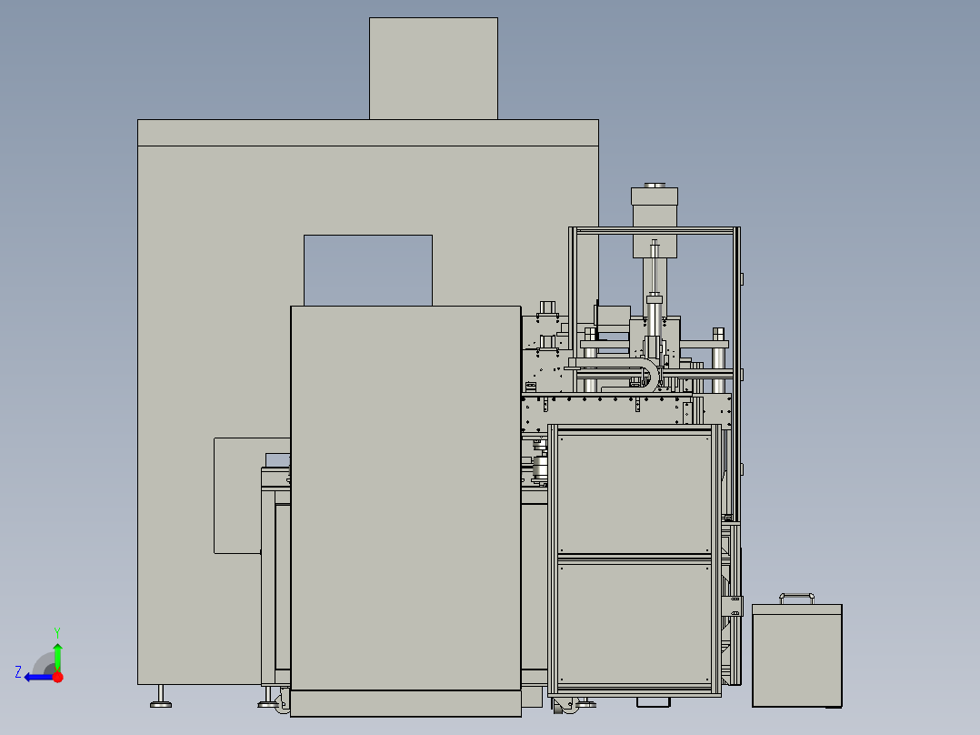 非标自动化组装生产线各种组件复杂总装配图右视图