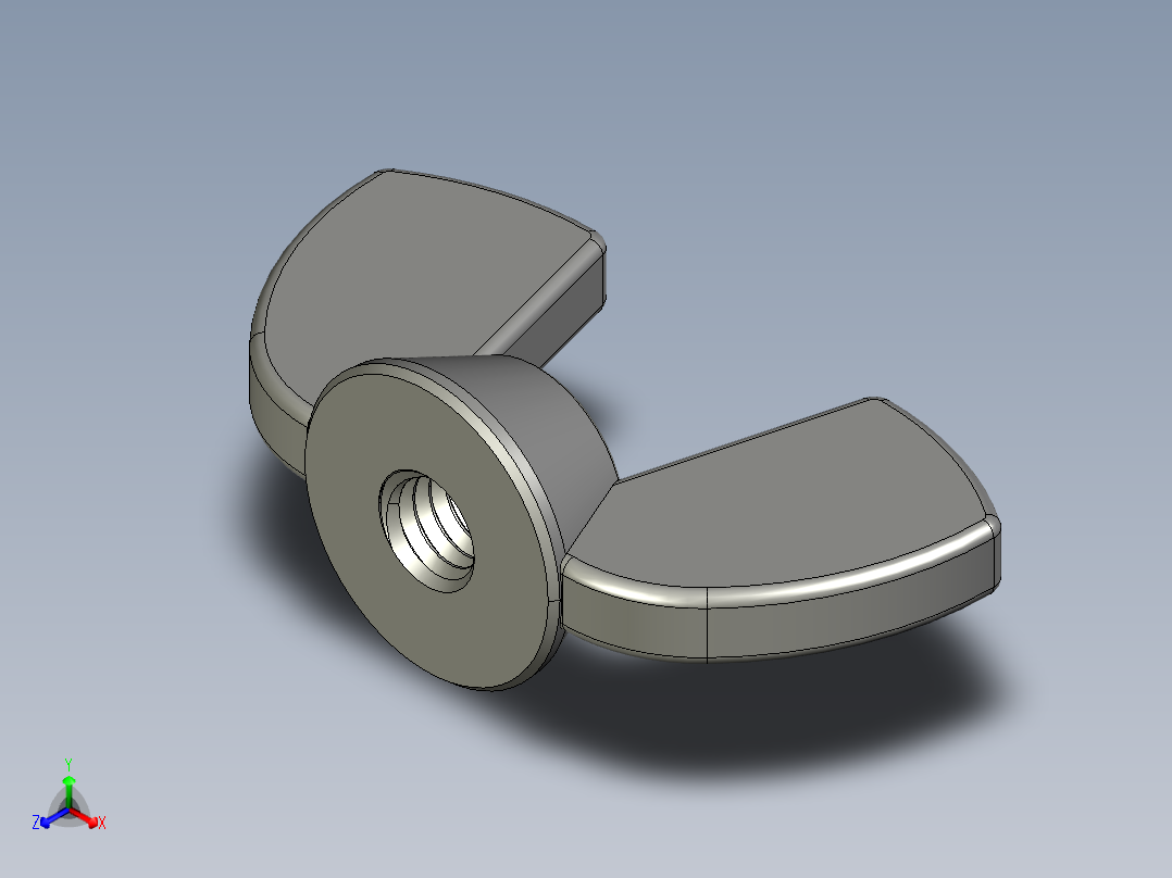 蝶形螺母-WING NUT M3 x 05mm Thread.STEP正等轴测图