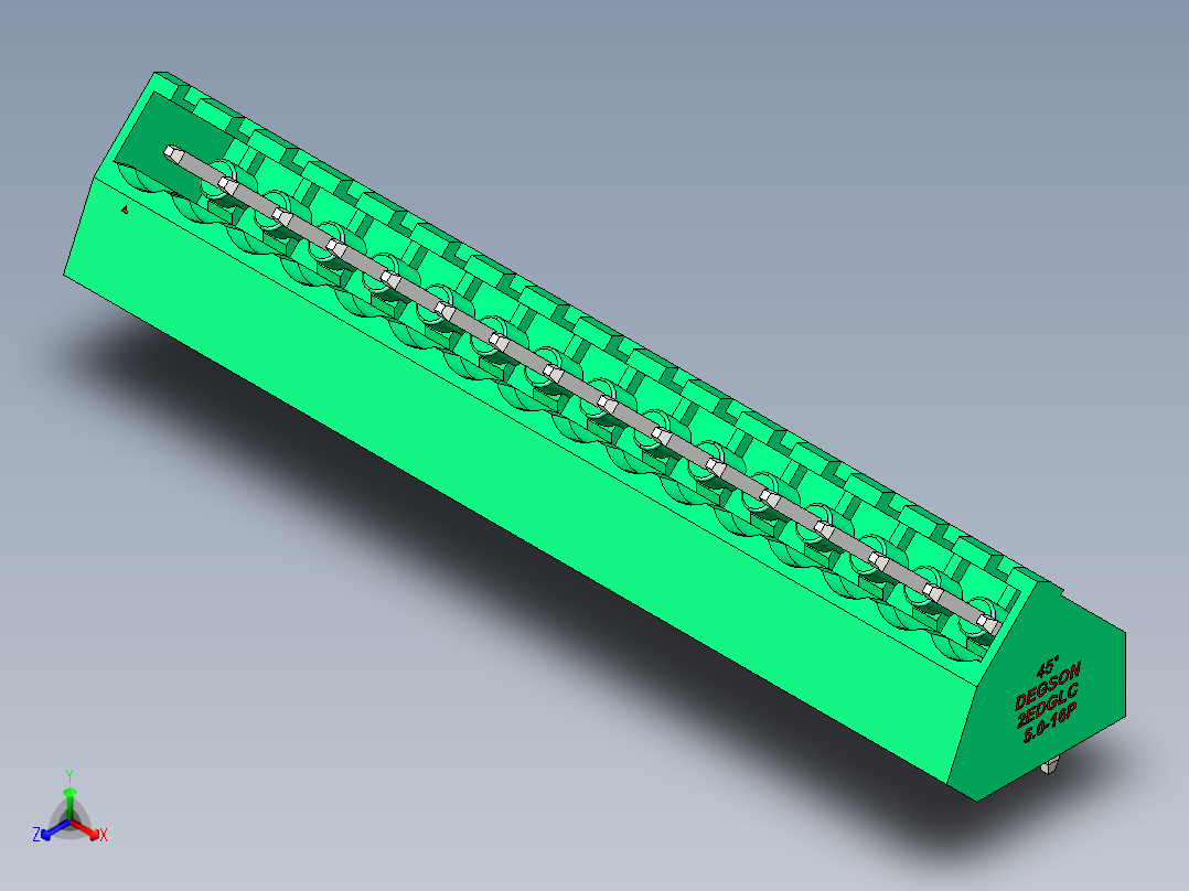 DEGSON 2EDG 系列 5.0mm 可插拔接线端子组-2EDGLC-5.0-16P-14-00AH正等轴测图