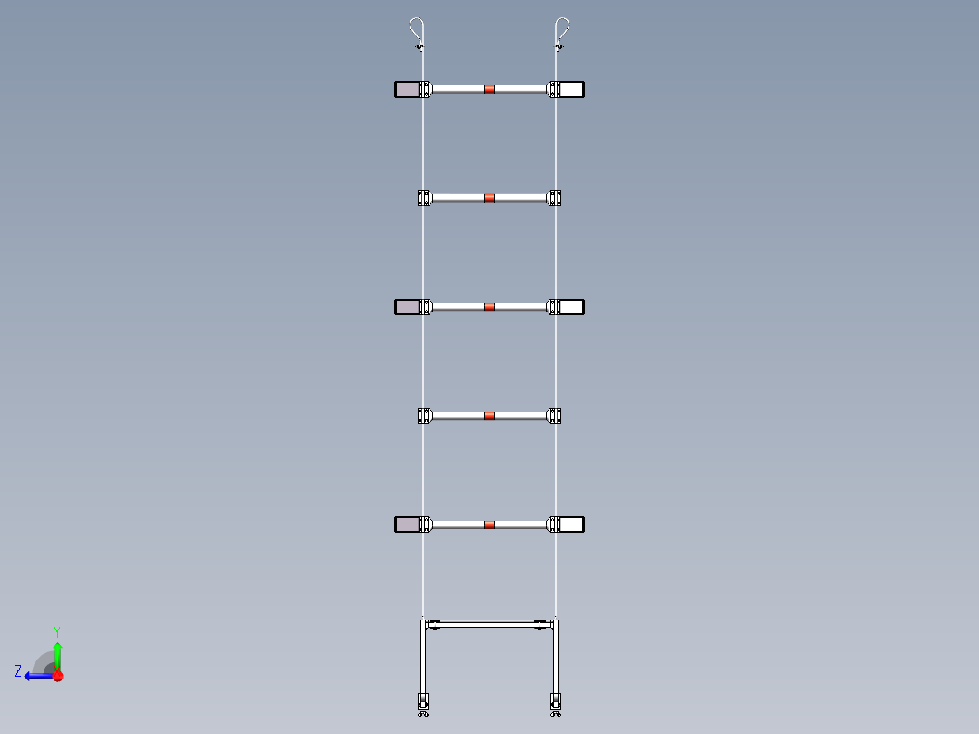 钢丝绳逃生软梯三维模型右视图