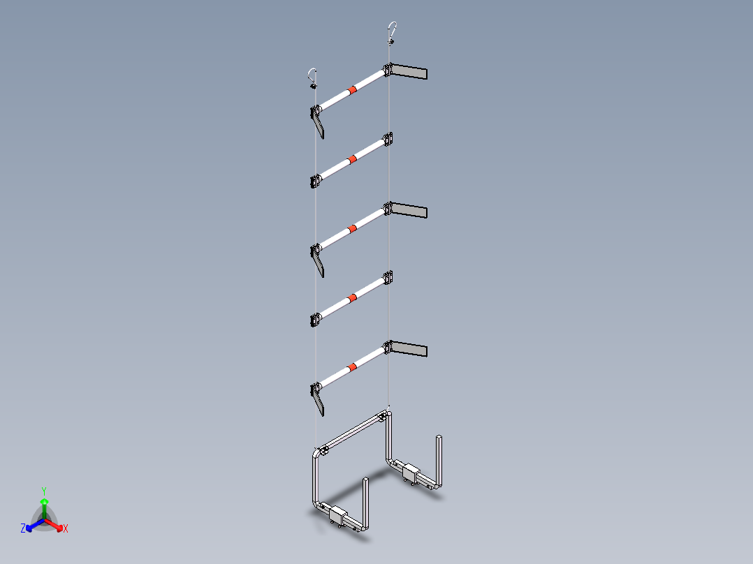 钢丝绳逃生软梯三维模型正等轴测图