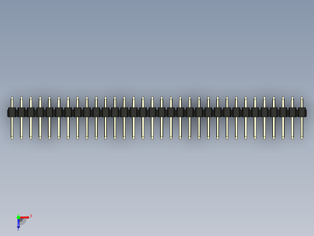 彩色公头100mil（2.54mm）系列-DS1021_black_2x32p_100mil_Type1_rev1.0俯视图