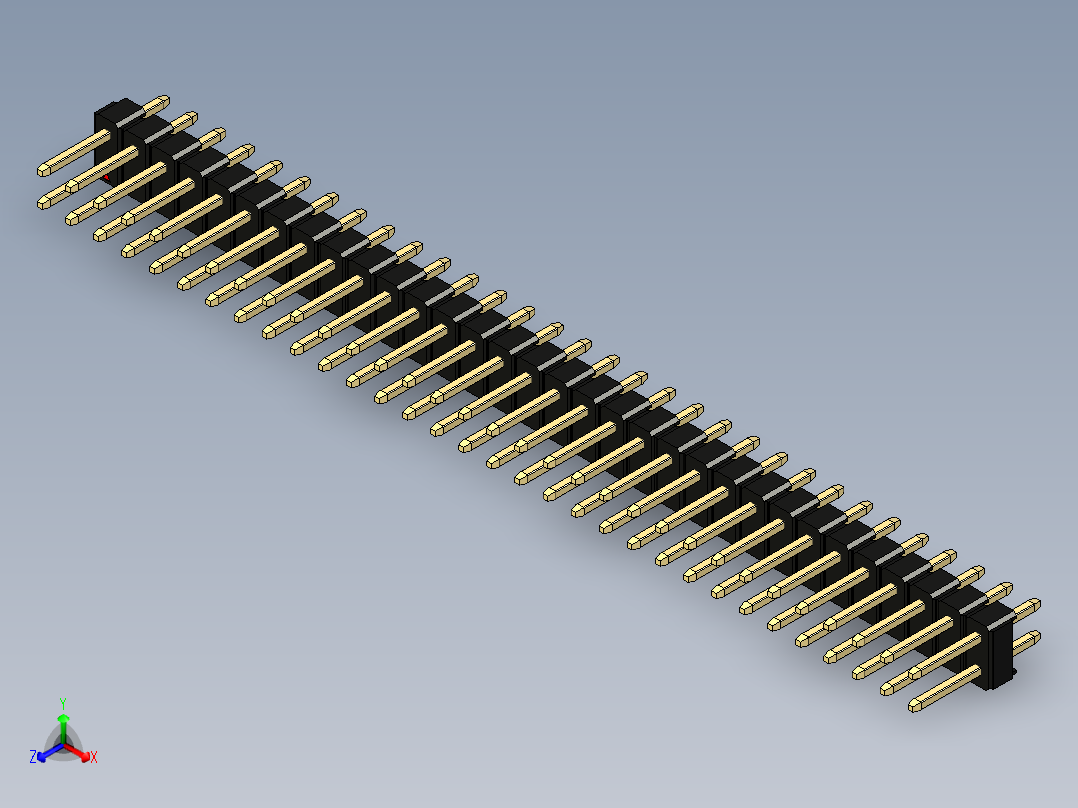 彩色公头100mil（2.54mm）系列-DS1021_black_2x32p_100mil_Type1_rev1.0正等轴测图