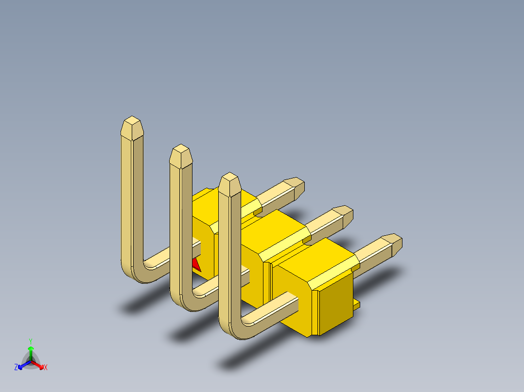 彩色公排针 100mil 2.54mm 系列-DS1022_yellow_03p_100mil_TypeU_rev1.0
