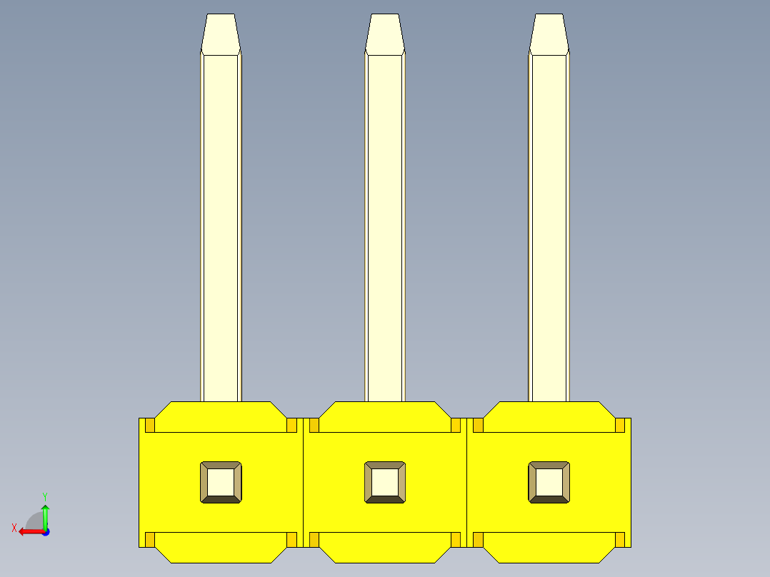 彩色公排针 100mil 2.54mm 系列-DS1022_yellow_03p_100mil_TypeU_rev1.0后视图